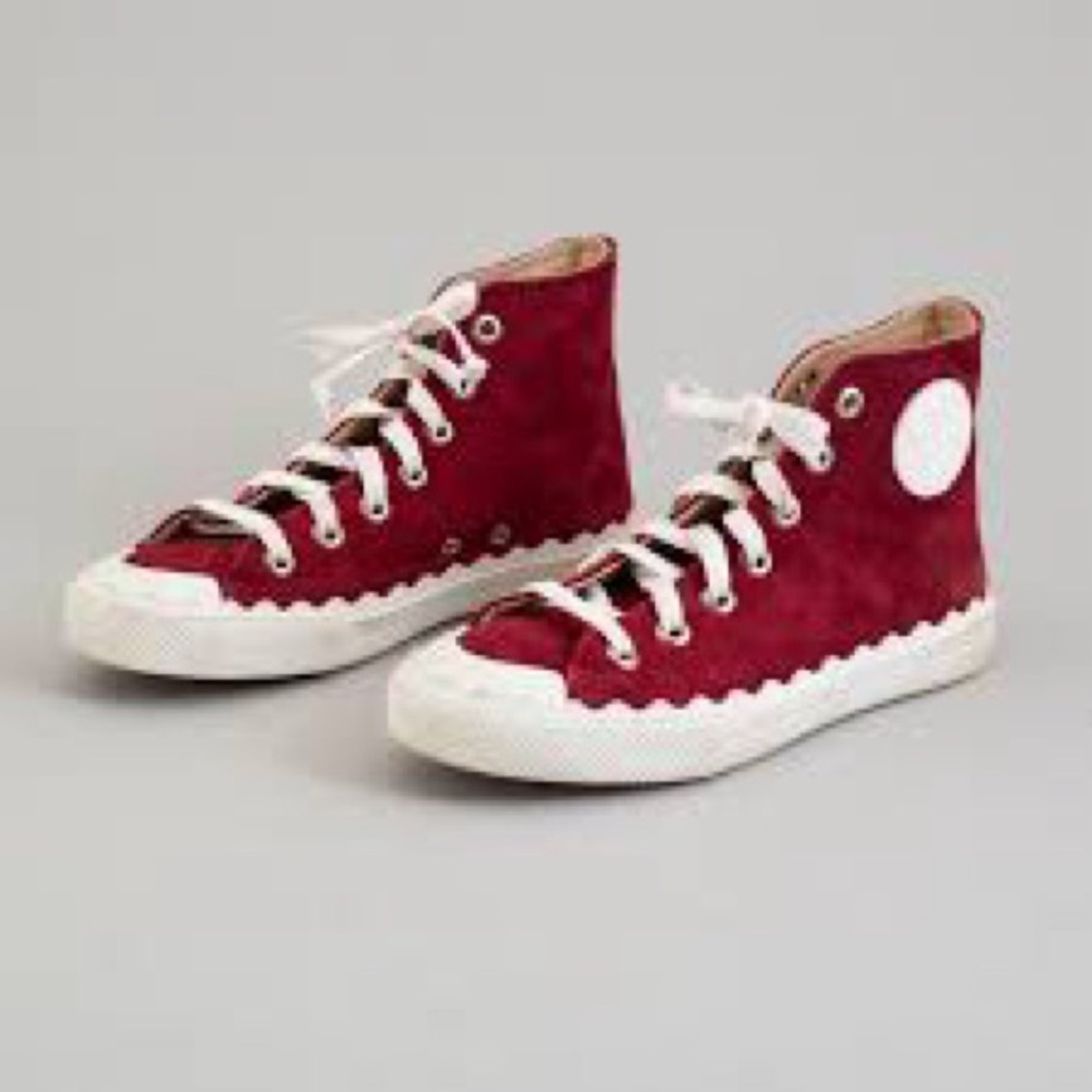 CHLOE SNEAKERS IN RUBIS RED BOX AND DUST BAG INCLUDED $1198 RETAIL